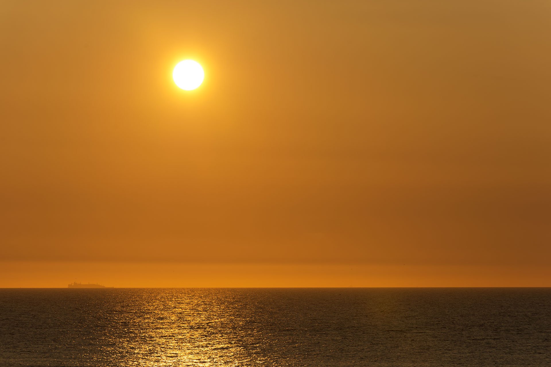 Golden sun above the sea